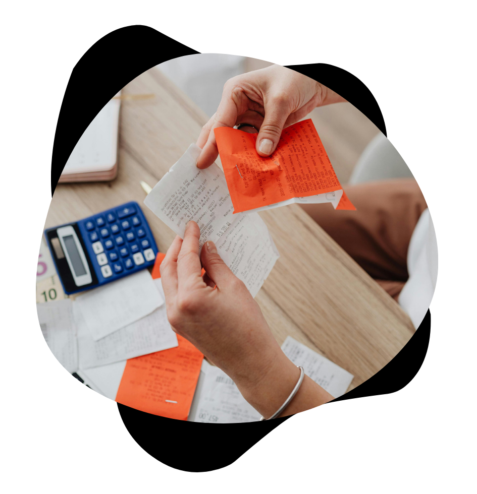 accounting hands recording business receipts