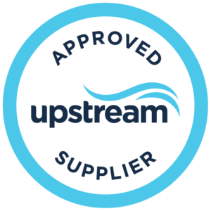 circle blue and white upstream logo