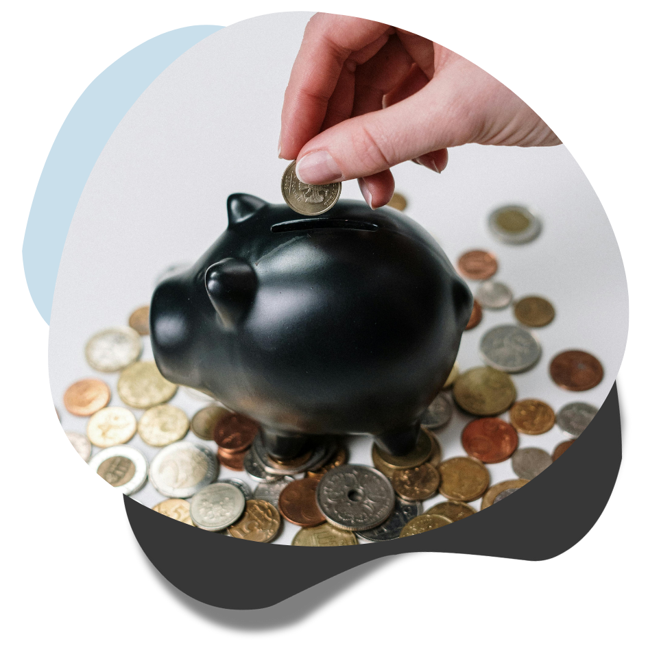 piggy bank and coins